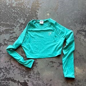 Gymshark Blue Green Fitted Long Sleeve Crop Top